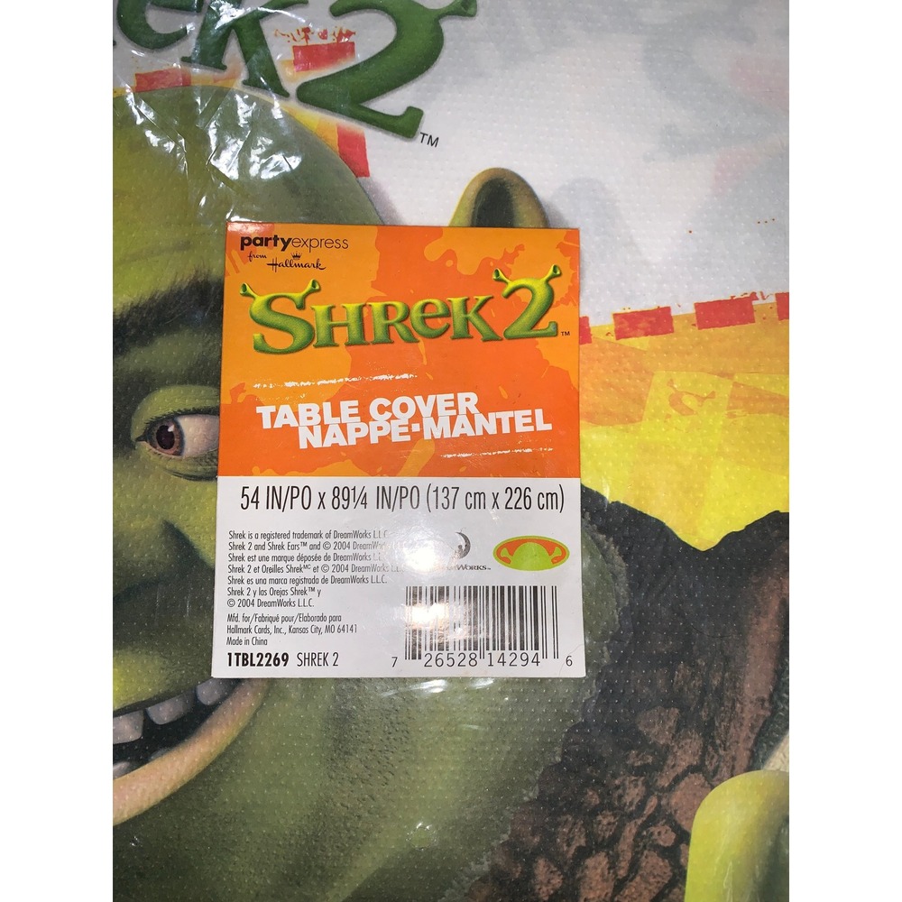 Vintage Shrek 2 Party Express Hallmark Table Cover 54x89 Plastic Tablecloth 2004 - Picture 2 of 5